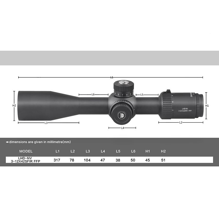 DiscoveryOpt LHD-NV 3-12x42SFIR FFP RifleScope 30mm Tube