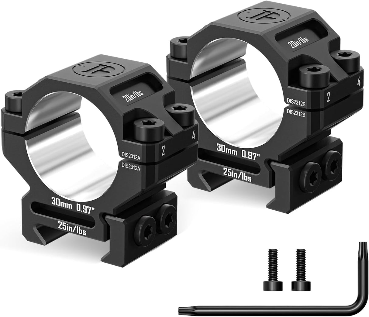 30MM Pre-lapped Precision Scope Rings T6061 Aluminum