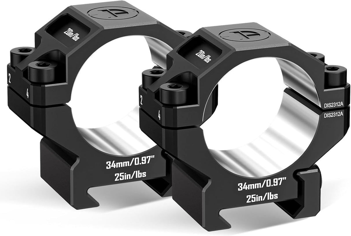 34MM Pre-lapped Precision Scope Rings T6061 Aluminum