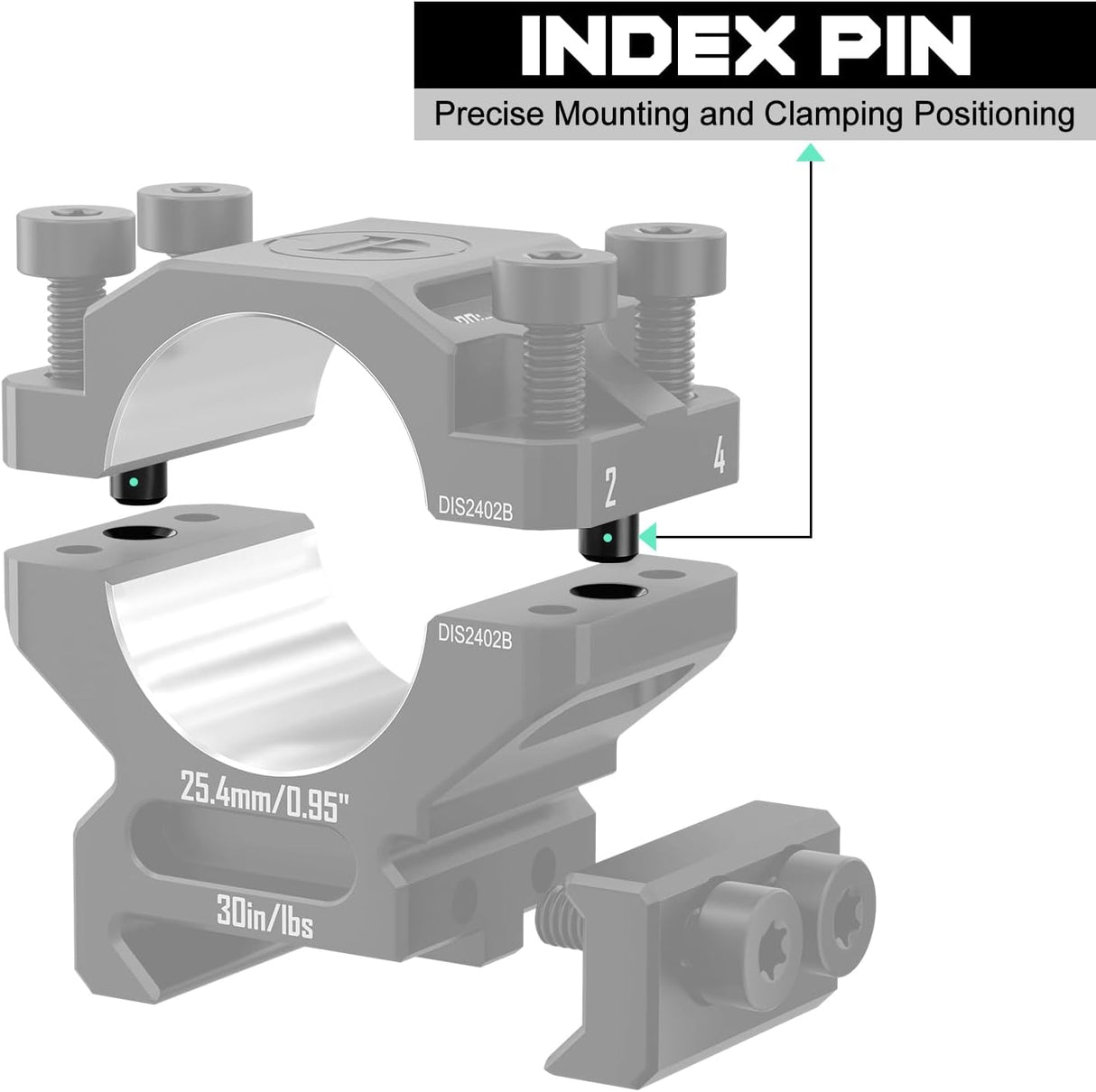 1-inch Premium 7075 Precision Scope Rings Pre-Lapped with Index Pins