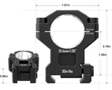 1-inch Premium 7075 Precision Scope Rings Pre-Lapped with Index Pins