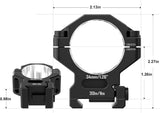 34MM Premium 7075 Precision Scope Rings Pre-Lapped with Index Pins