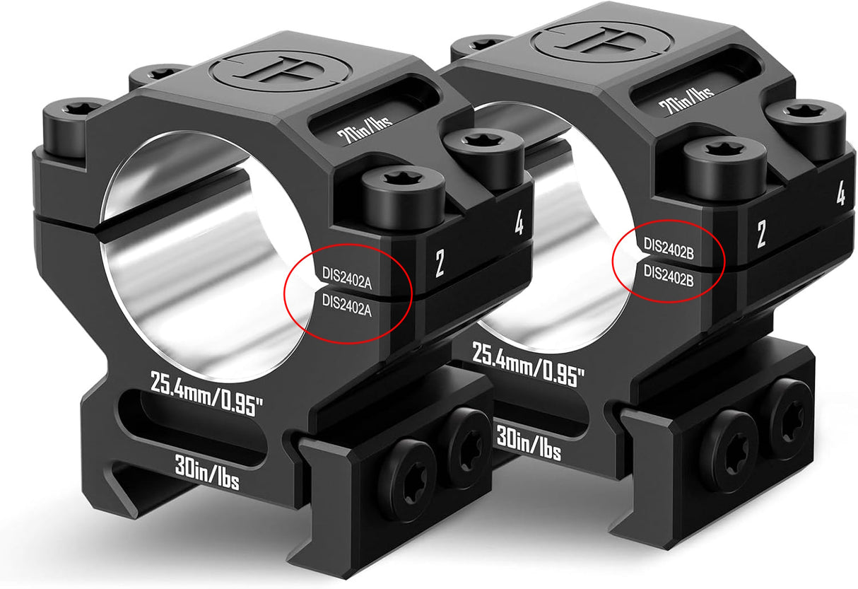 1-inch Pre-lapped Precision Scope Rings T6061 Aluminum